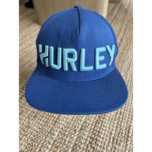Hurley Blue Hat Embroidered - The Classics Snap Back strap Light Stain Pictured